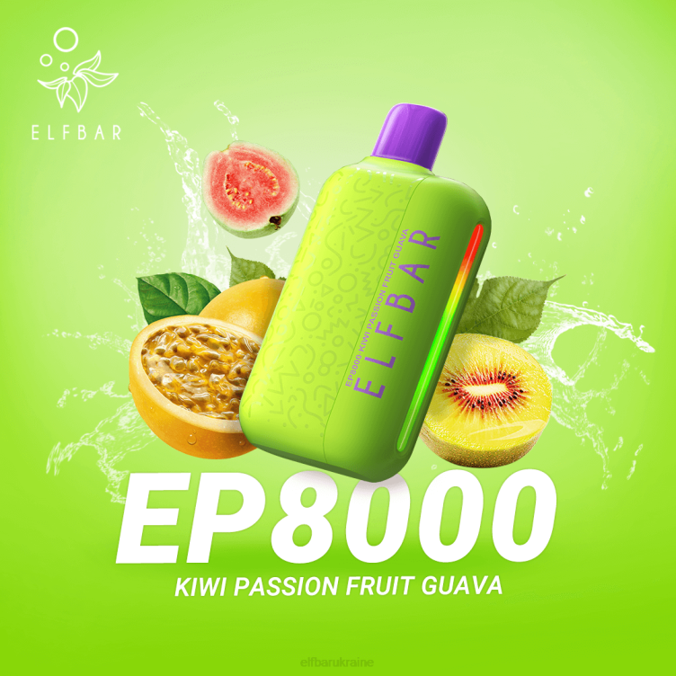 ELFBAR Disposable Vape New EP8000 Puffs 866HL60 Kiwi Passion Fruit Guava