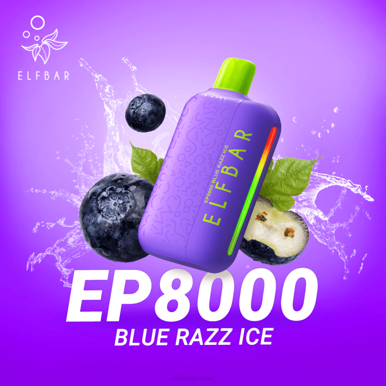 ELFBAR Disposable Vape New EP8000 Puffs 866HL65 Blue Razz Ice