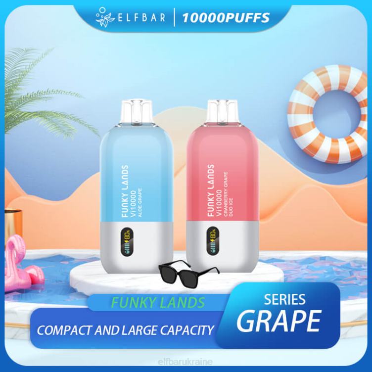 ELFBAR Funky Lands Best Flavor Disposable Vape Vi10000 Grape Series 866HL149 Aloe Grape