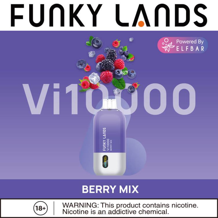 ELFBAR Funky Lands Disposable Vape Vi10000 Puffs 866HL163 Blueberry Rose Mint