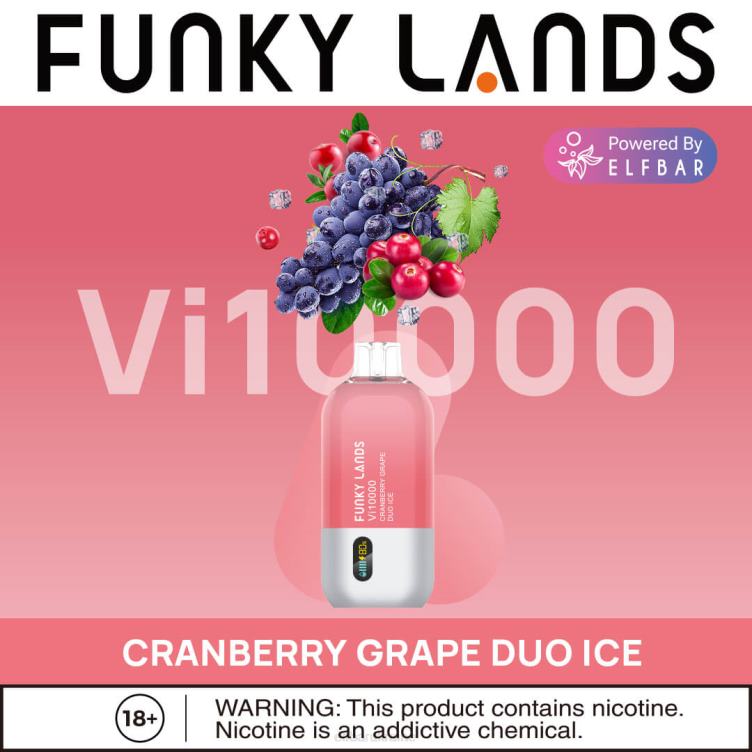 ELFBAR Funky Lands Disposable Vape Vi10000 Puffs 866HL165 Cranberry Grape Duo Ice