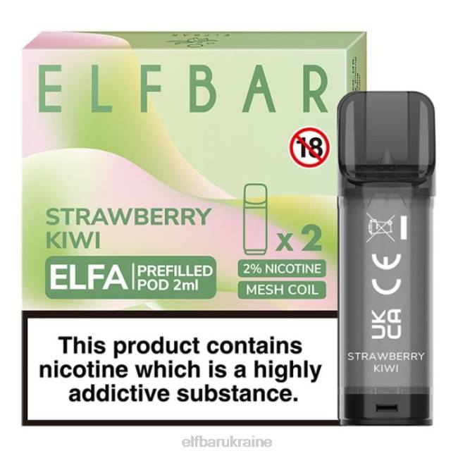 ELFBAR Elfa Pre-Filled Pod - 2ml - 20mg (2 Pack) VZDZ107 Strawberry Kiwi