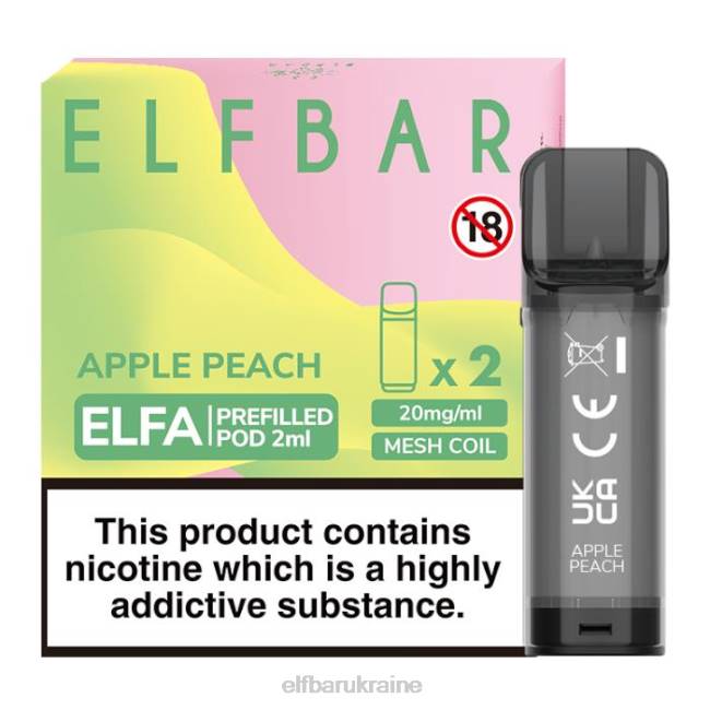 ELFBAR Elfa Pre-Filled Pod - 2ml - 20mg (2 Pack) VZDZ116 Apple Peach