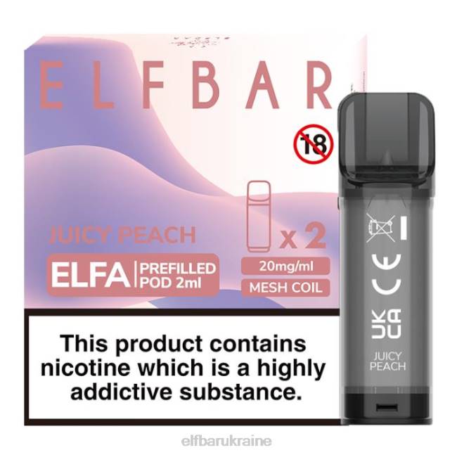 ELFBAR Elfa Pre-Filled Pod - 2ml - 20mg (2 Pack) VZDZ125 Juicy Peach