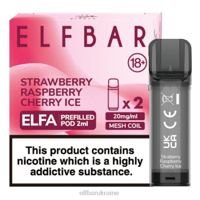 ELFBAR Elfa Pre-Filled Pod - 2ml - 20mg (2 Pack) VZDZ129 Strawberry Raspberry Cherry Ice