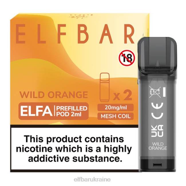 ELFBAR Elfa Pre-Filled Pod - 2ml - 20mg (2 Pack) VZDZ133 Wild Orange