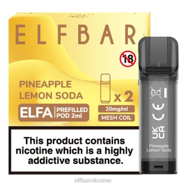 ELFBAR Elfa Pre-Filled Pod - 2ml - 20mg (2 Pack) VZDZ134 Pineapple Lemon Soda