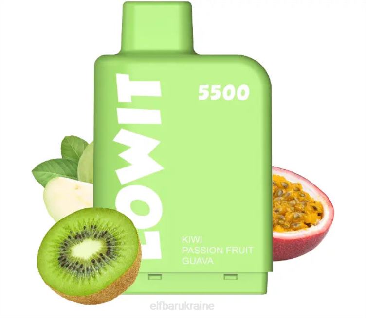 ELFBAR Prefilled Pod LOWIT 5500 Puffs 2%Nic 866HL139 Kiwi Passion Fruit Guava